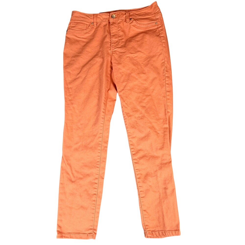 D. Jeans Skinny Jeans Womens 6 (30x26) Orange Stretch Button Fly Mid Rise Denim